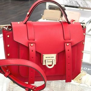 Michael Kors Manhattan Medium TH School Satchel Studded Leather Bag